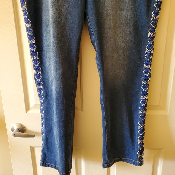 Woman Within Embroidered Straight Leg Jeans - Picture 5 of 12
